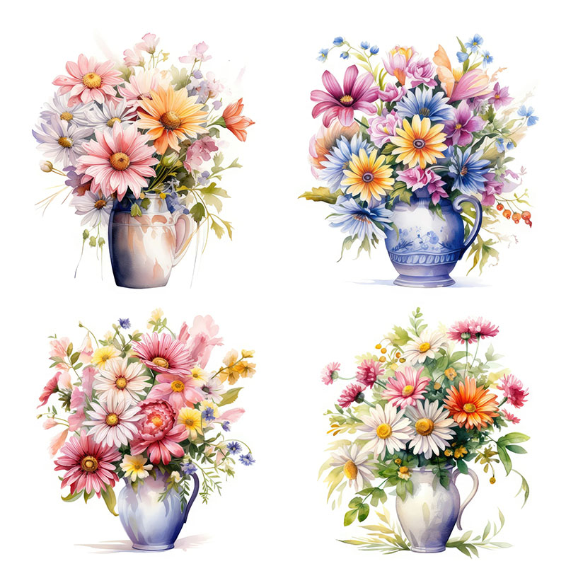 Flower Wall Panel - C51 # ミニマルな花柄のウォールステッカー。バスルーム、トイレ、リビングルーム、キャビネットなどの装飾に。自己粘着式。
