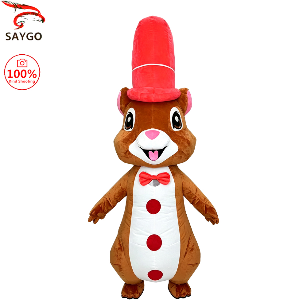 Event & Party Supply - SAYGO 赤い帽子をかぶったリスの着ぐるみ、マスコットパレード用、大人用、コスプレ、クリスマス、ハロウィンパーティー、イベント、ぬいぐるみセット