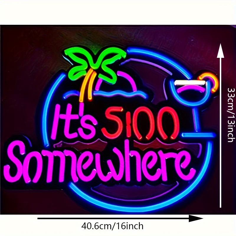 Neon Sign Party - どこかの5時。ネオンサイン。USB接続で調光可能なネオンライト。ビアバー、パブ、ガレージ、ホテル、カフェ、結婚式、誕生日パーティーのギフトに最適。
