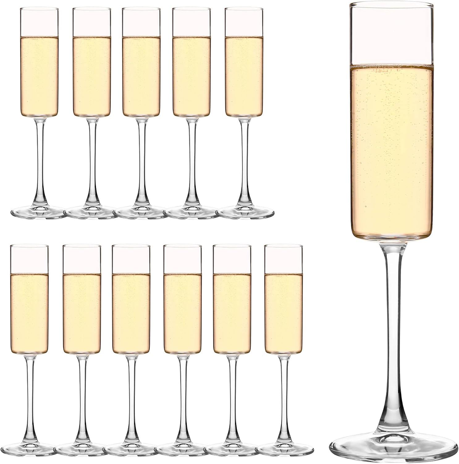 Event Suppliers - クリスタル製シャンパングラス12本セット - 185ml/6.5oz、手吹きで作られたシャンパングラス、長い脚付き - パーティー、ワインテイスティング、結婚式、大晦日パーティーに最適な、上品なスパークリングワイングラス -