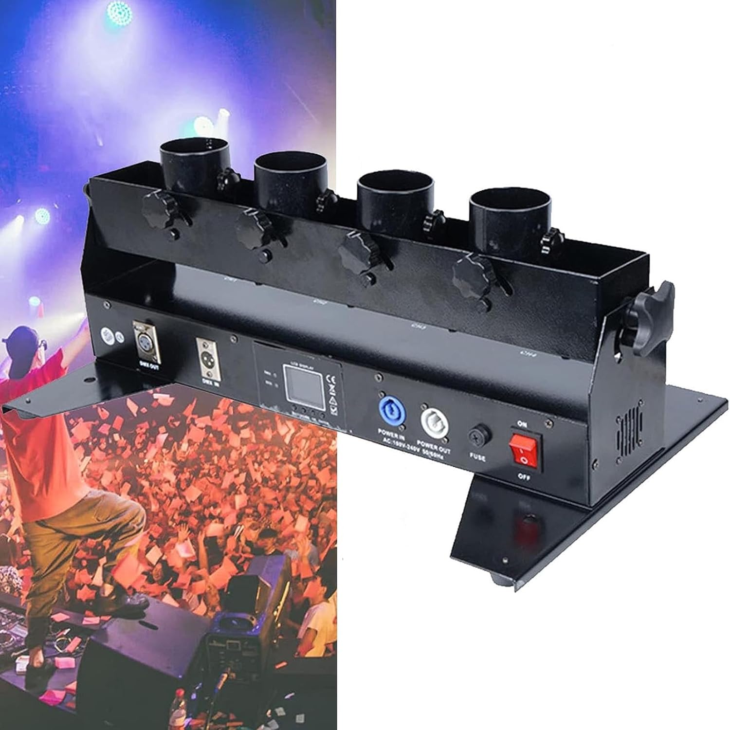 Confetti Cannon Tube - 4連式の紙吹雪マシン、DMXリモコン対応、人気商品、パーティー用電動紙吹雪発射機。