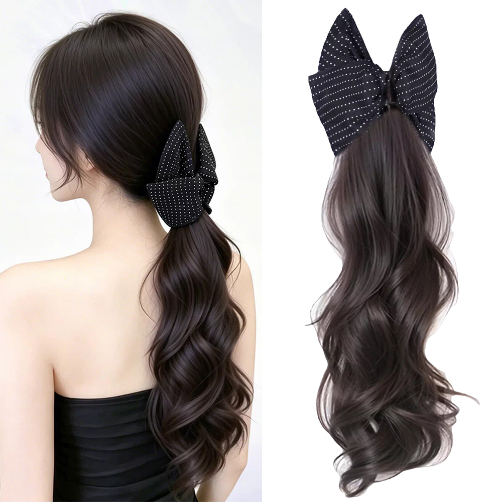 Event Suppliers - 弓爪クリップ合成ポニーテールヘアピース女性用耐熱ソフトナチュラル簡単着用毎日のパーティー結婚式ヘアアクセサリー