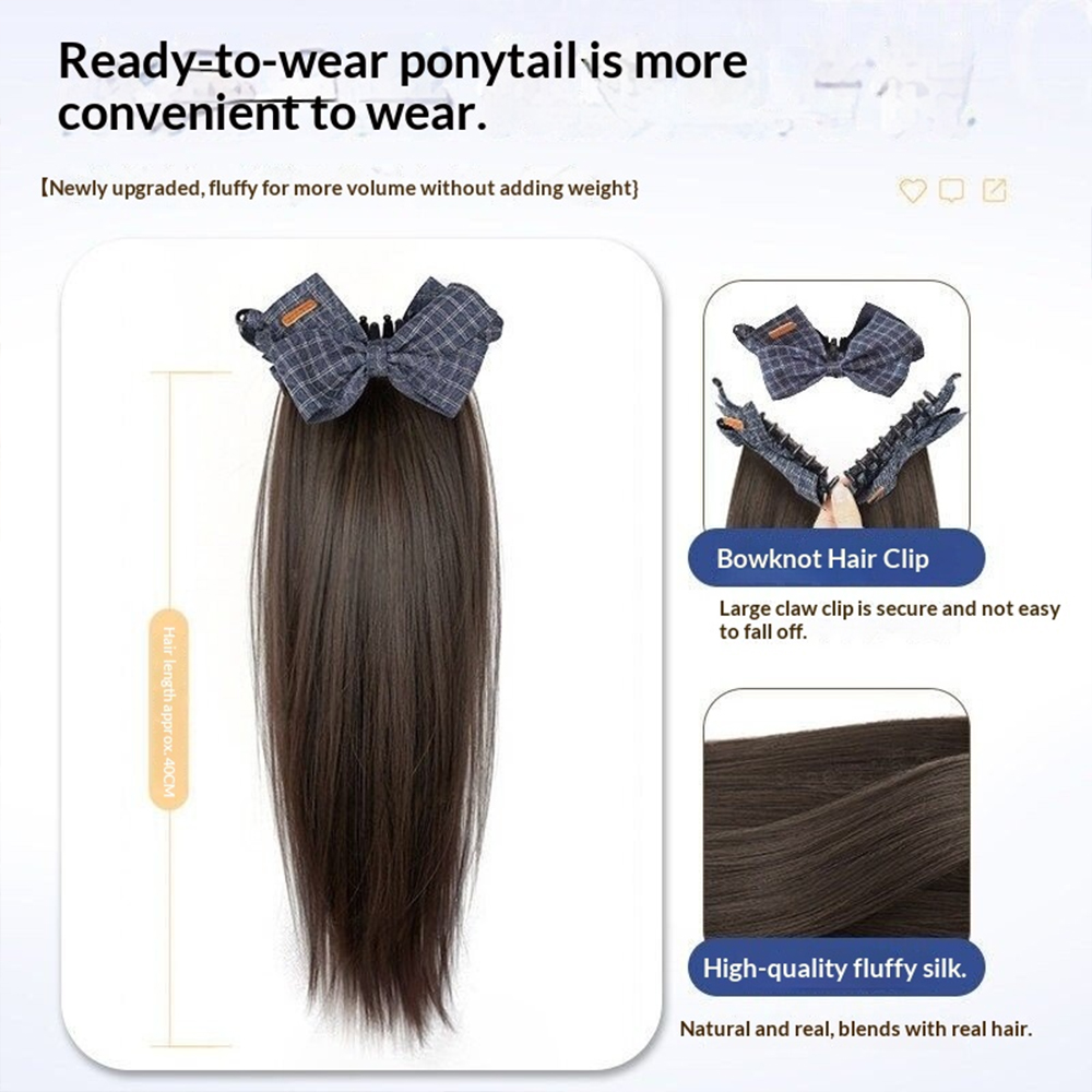16 インチの弓飾りポニーテール合成毛耐熱ヘアアクセサリー女 - Event Suppliers のレビューと価格