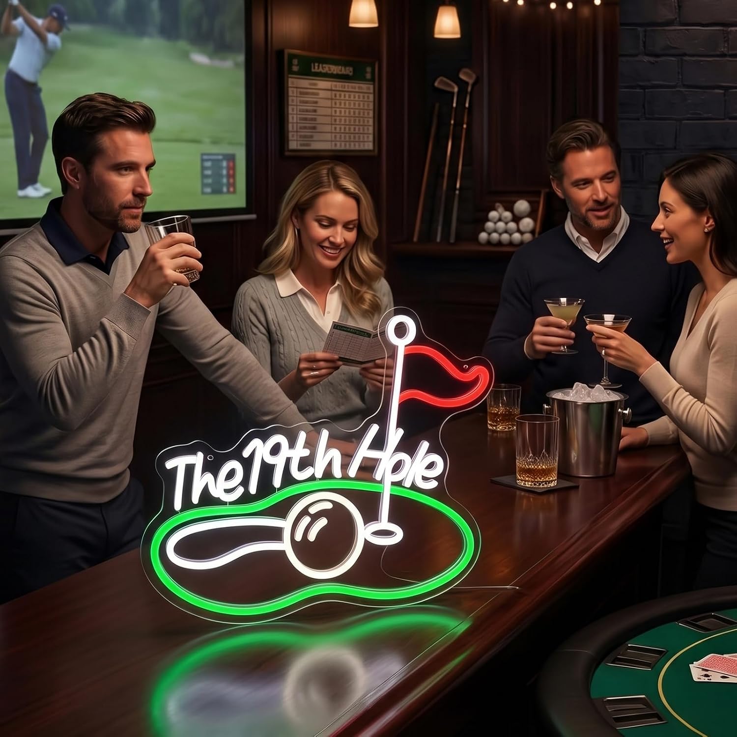 19番ホールのゴルフLEDネオンサイン、USB電源式ネオンラ - Neon Sign Party のレビューと価格