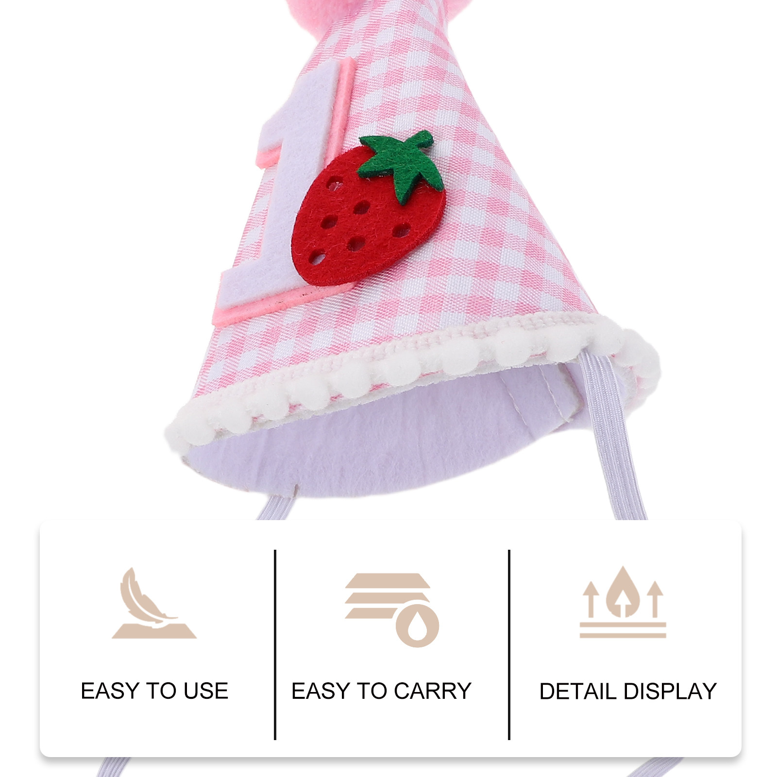 かわいらしいベリーの形をした、いちご柄の誕生日帽子。小さめの - Party Hat Cone のレビューと価格