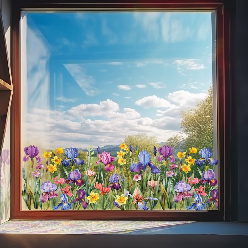カラフルな美しいアイリスの花の壁のステッカー家庭用リビングル - Flower Wall Panel のレビューと価格