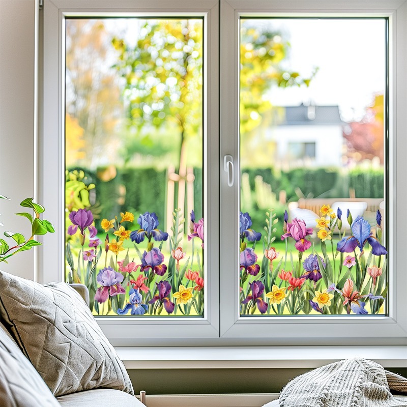 カラフルな美しいアイリスの花の壁のステッカー家庭用リビングル - Flower Wall Panel のレビューと価格