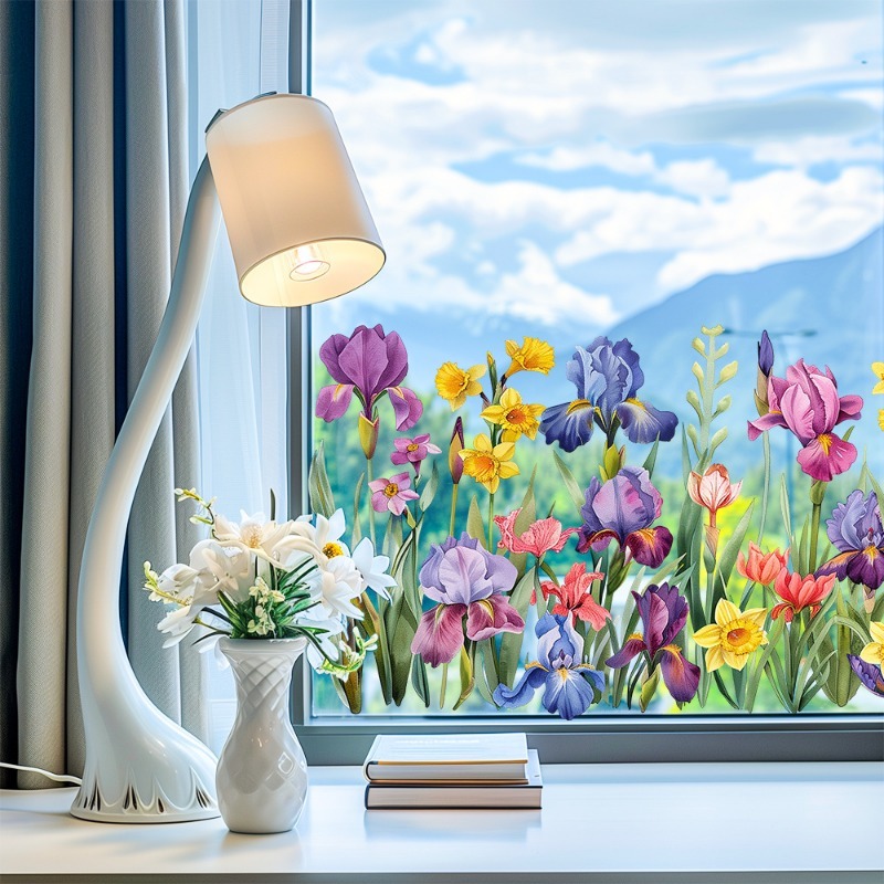 カラフルな美しいアイリスの花の壁のステッカー家庭用リビングル - Flower Wall Panel のレビューと価格