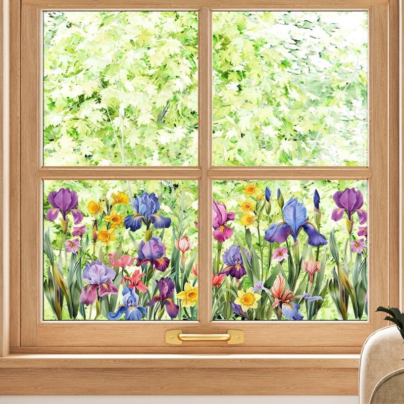 カラフルな美しいアイリスの花の壁のステッカー家庭用リビングル - Flower Wall Panel のレビューと価格