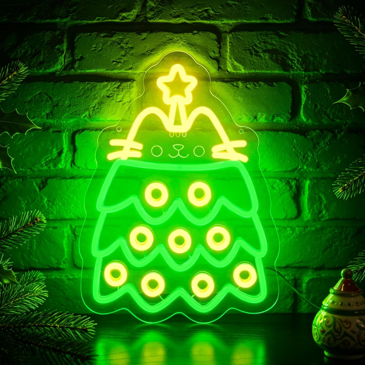 クリスマスツリー型LEDネオンサイン。USB電源で、自宅、寝 - Neon Sign Party のレビューと価格