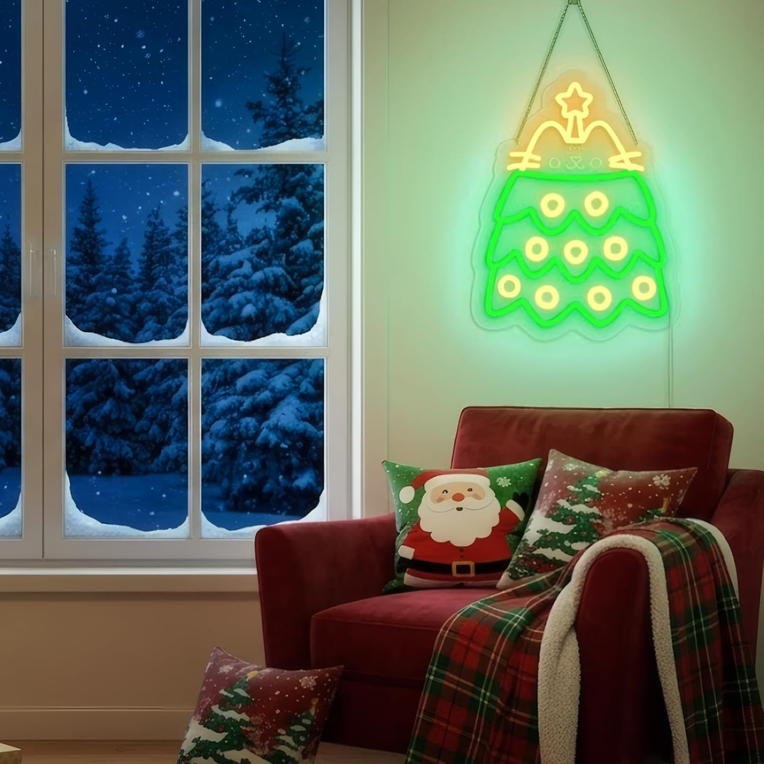 クリスマスツリー型LEDネオンサイン。USB電源で、自宅、寝 - Neon Sign Party のレビューと価格