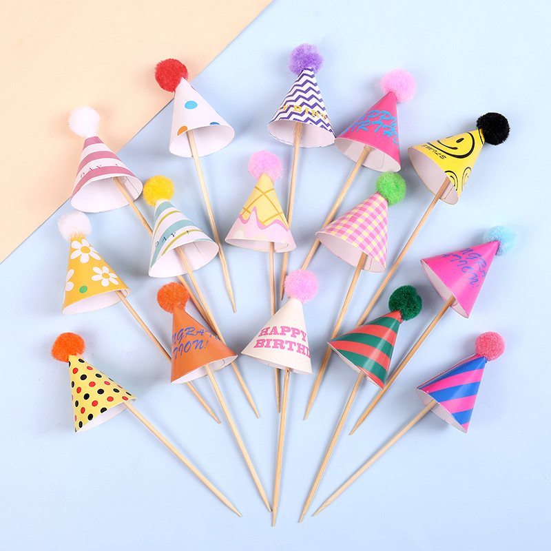 30個入り ミニパーティーハット ケーキトッパー カラフルな - Party Hat Cone のレビューと価格